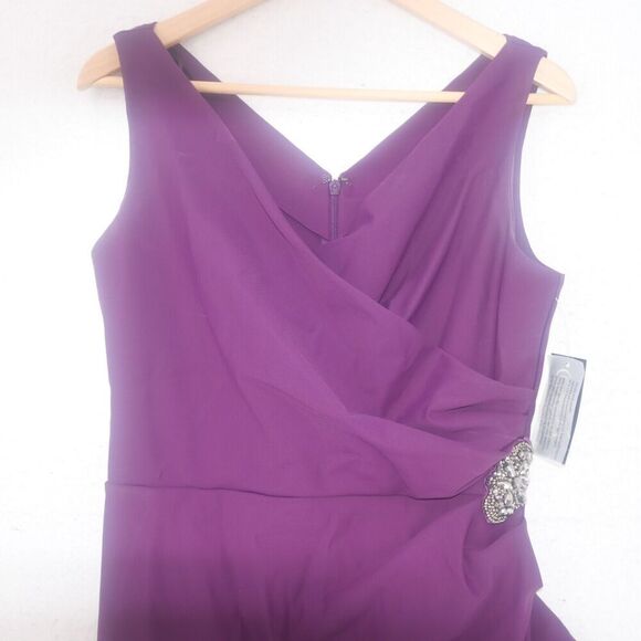 NEW Alex Evenings Summer Plum Purple Side Ruched Cocktail Dress Women's 8 $229 - Picture 4 of 12